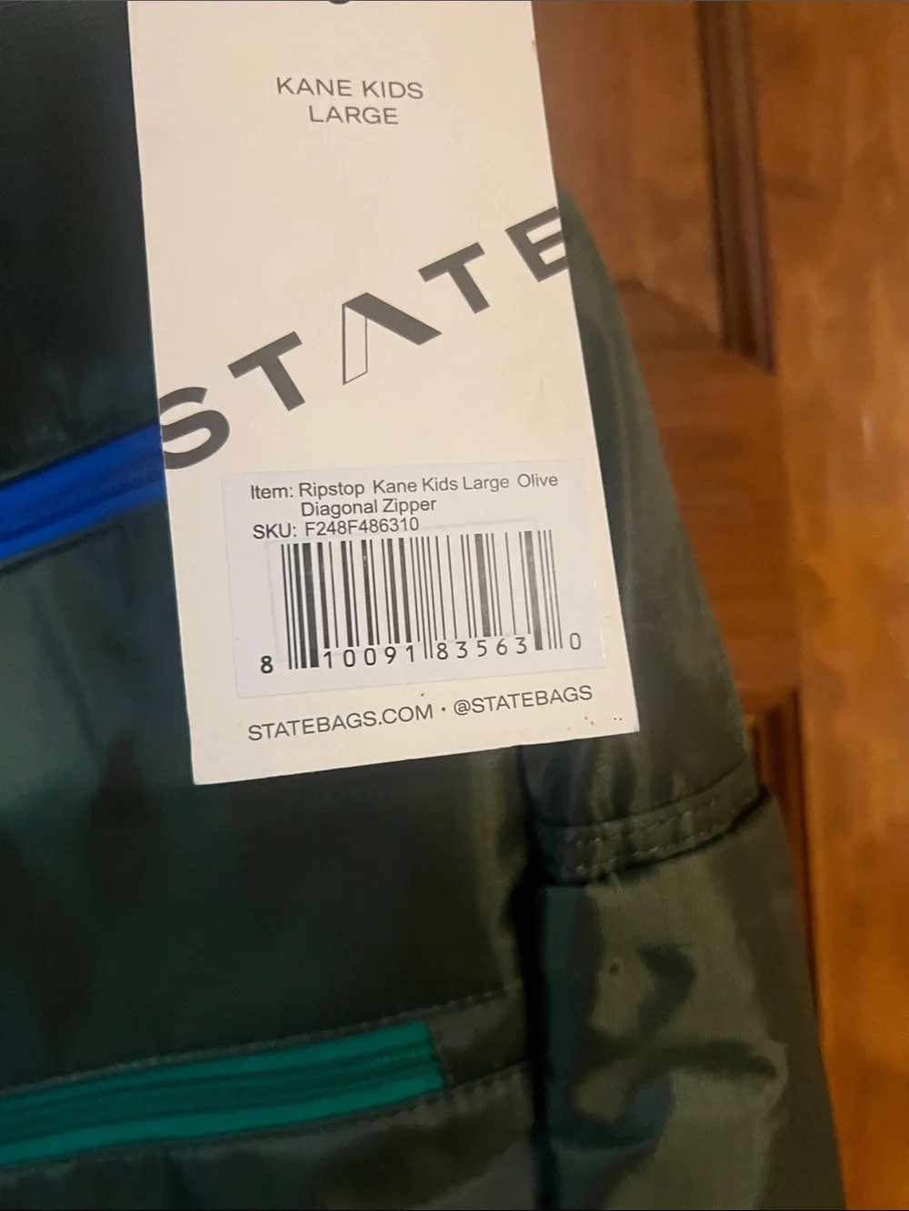 New State Kane Ripstop Large Diagonal Zipper Backpack NWT